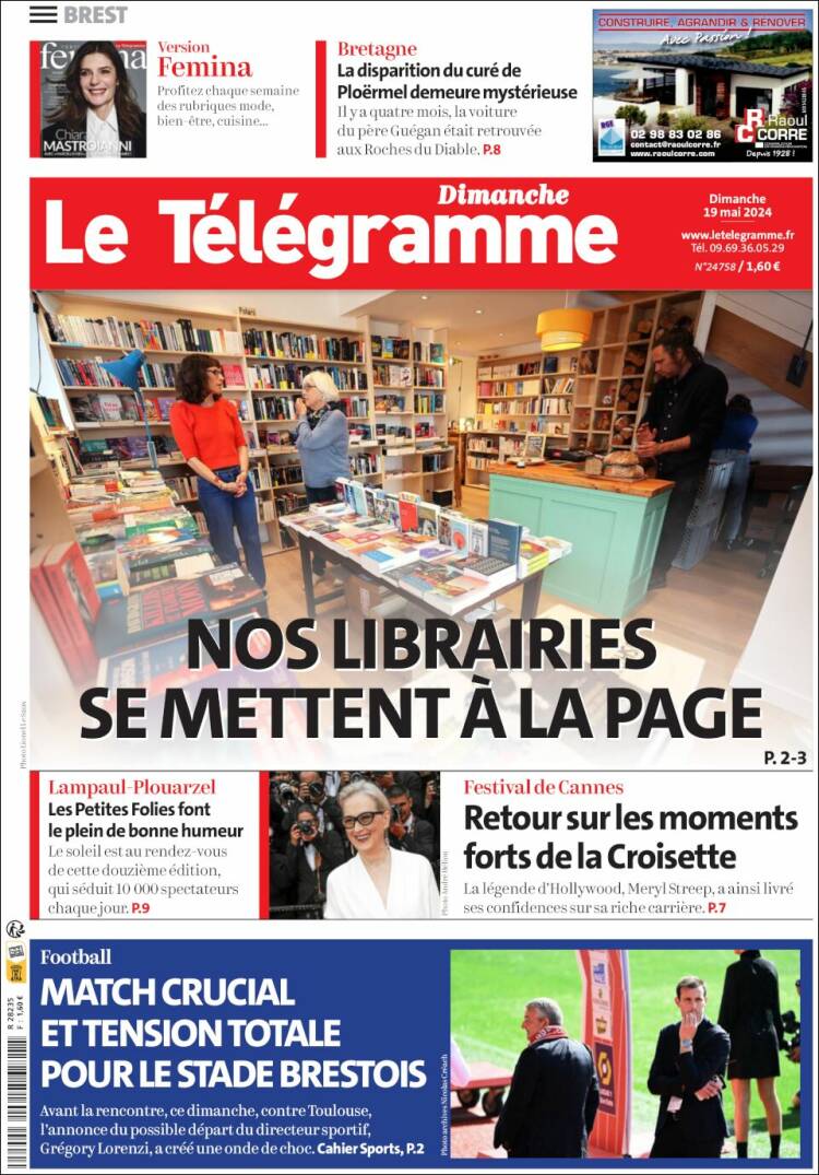 Portada de Télégramme (Francia)