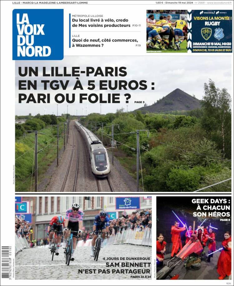 Portada de La Voix du Nord (Francia)