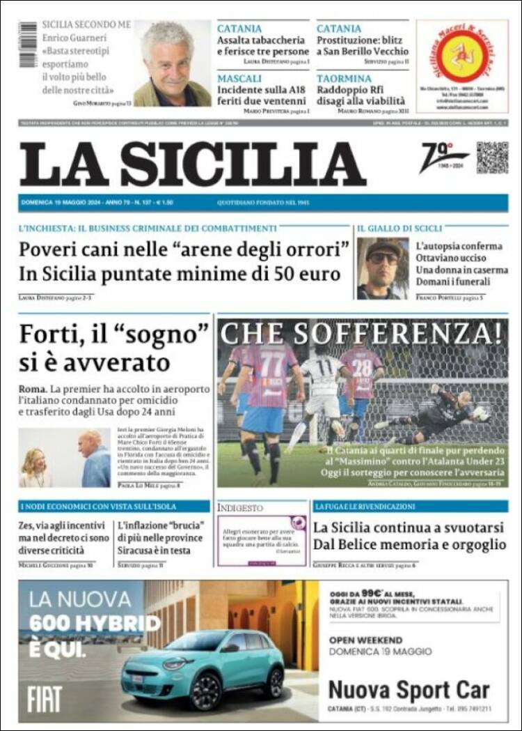 Portada de La Sicilia (Italia)