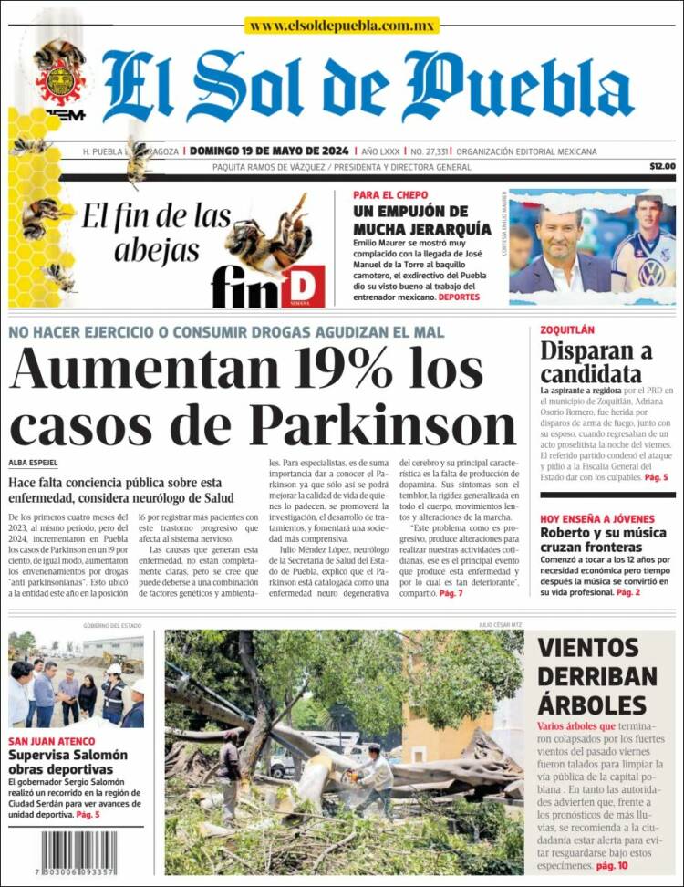 Portada de El Sol de Puebla (M&eacute;xico)