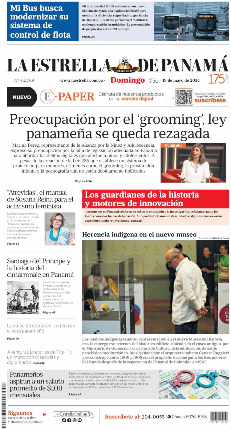 Portada de La Estrella de Panamá (Panam&aacute;)