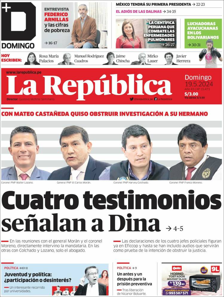 Portada de La Republica (Per&uacute;)