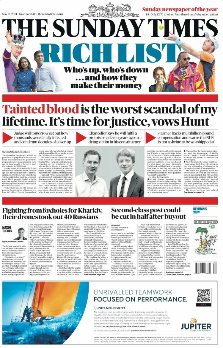 Portada de The Times (Reino Unido)