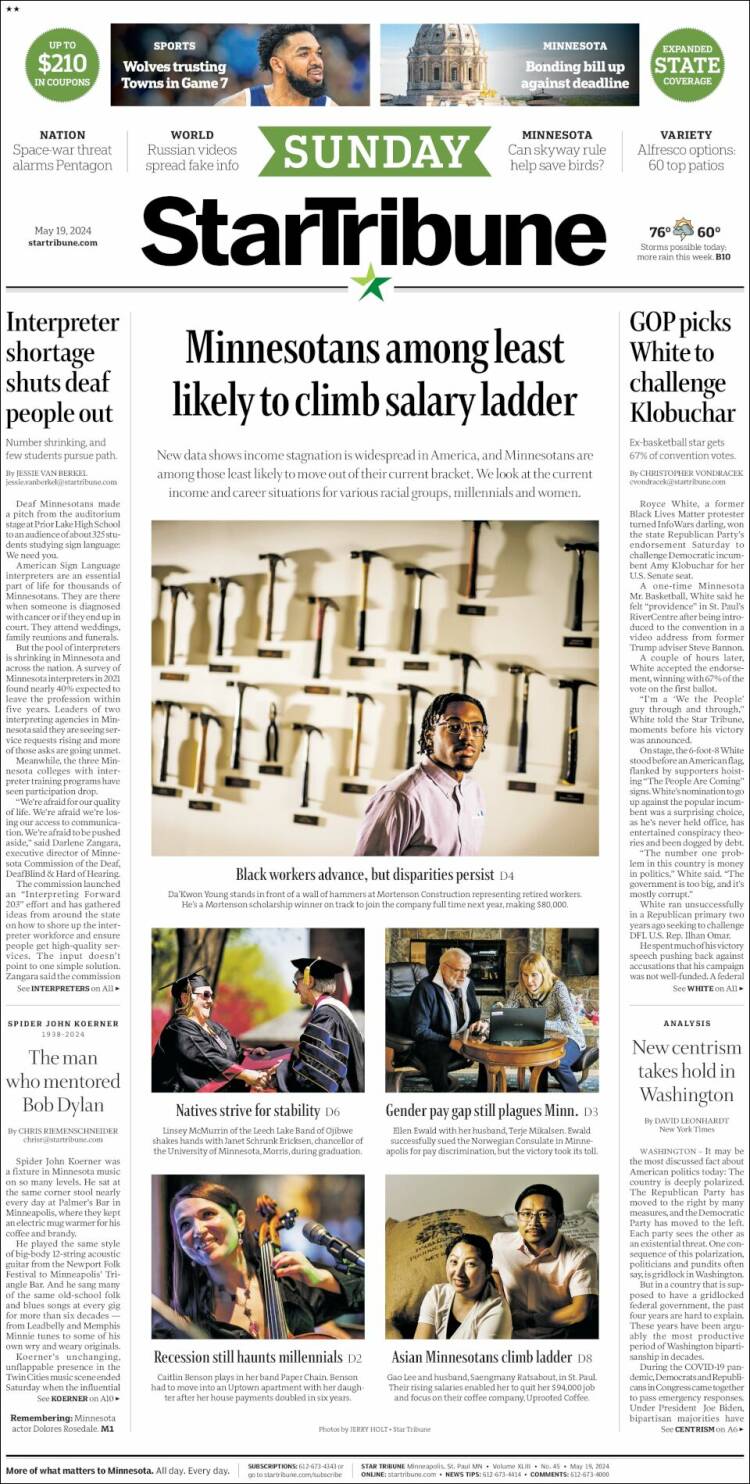 Portada de Star Tribune (USA)