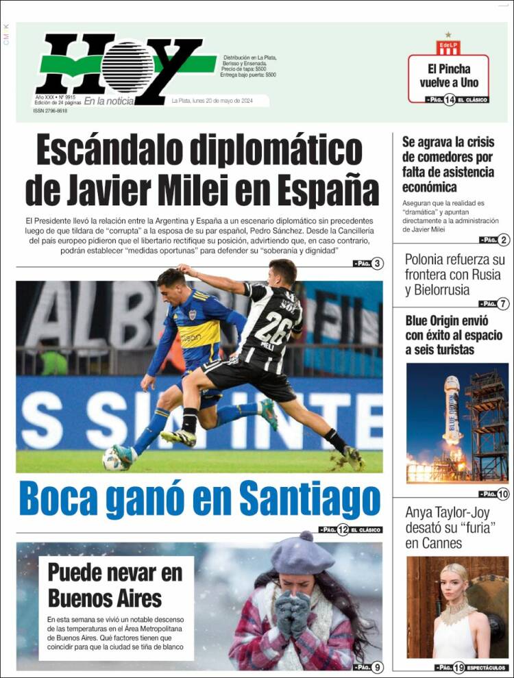 Portada de Diario Hoy (Argentina)