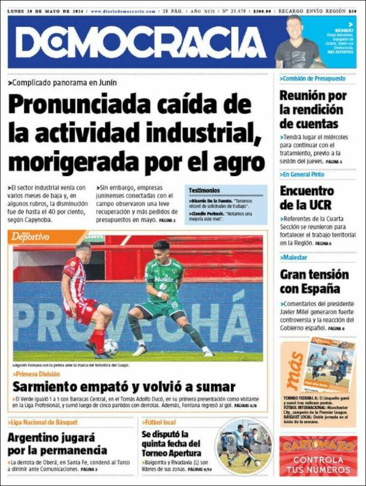 Portada de Diario Democracia (Argentina)