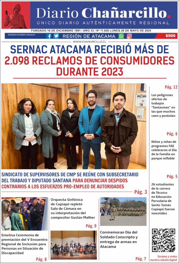 Portada de Diario Chañarcillo (Chile)