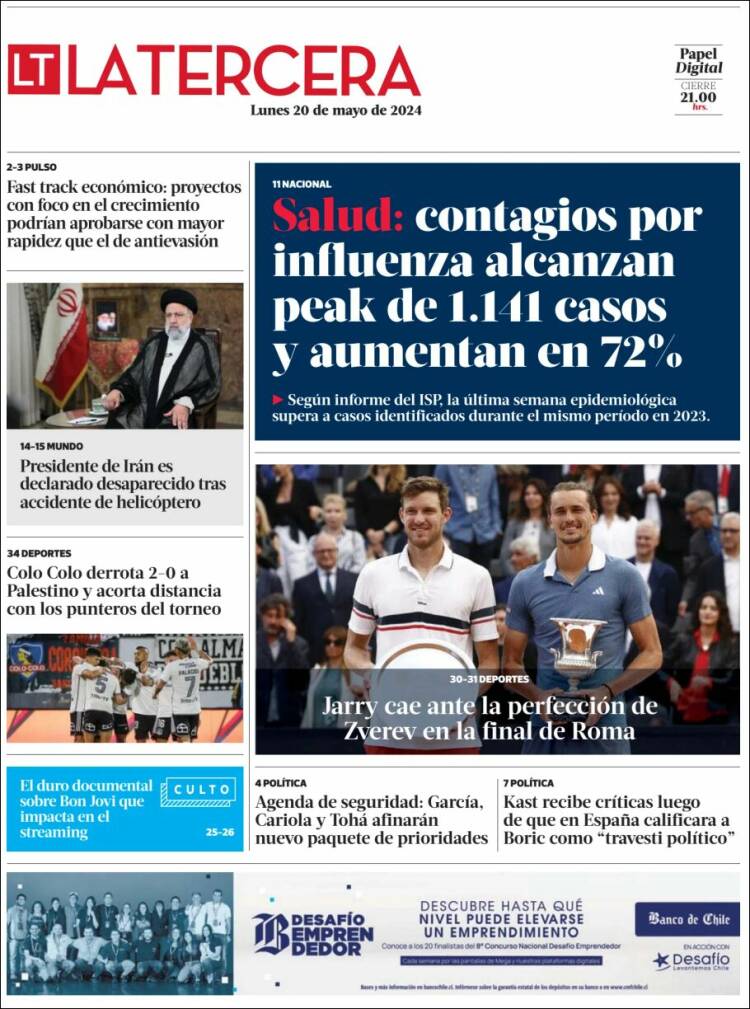 Portada de La Tercera (Chile)