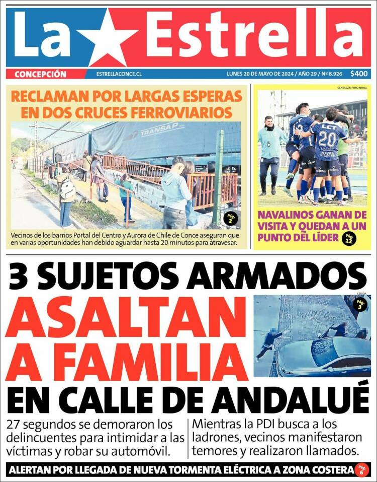 Portada de La Estrella de Concepción (Chile)