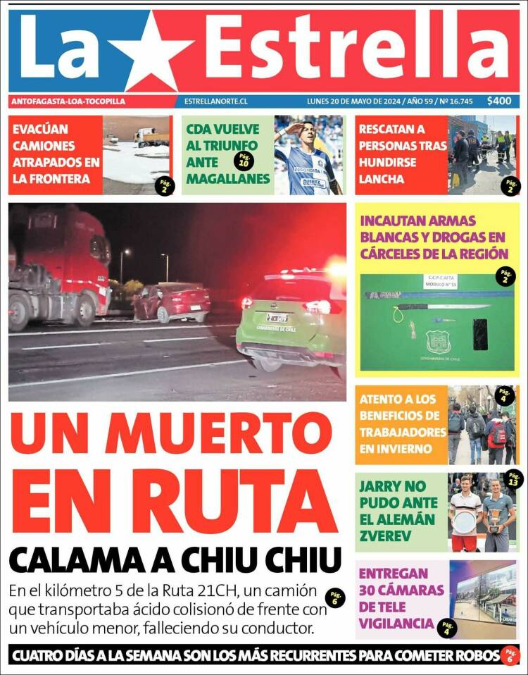 Portada de La Estrella de Tocopilla (Chile)