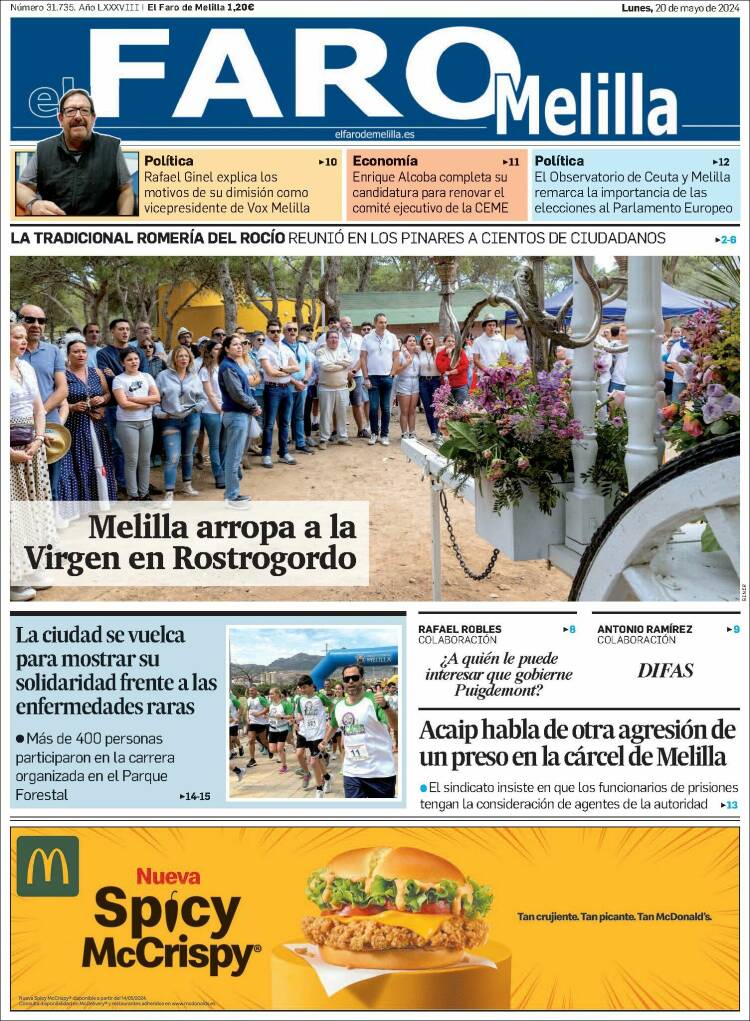Portada de El Faro de Melilla (España)