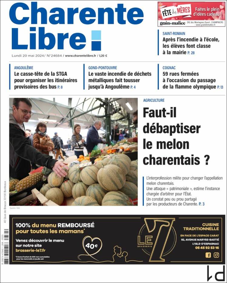 Portada de Charente Libre (Francia)