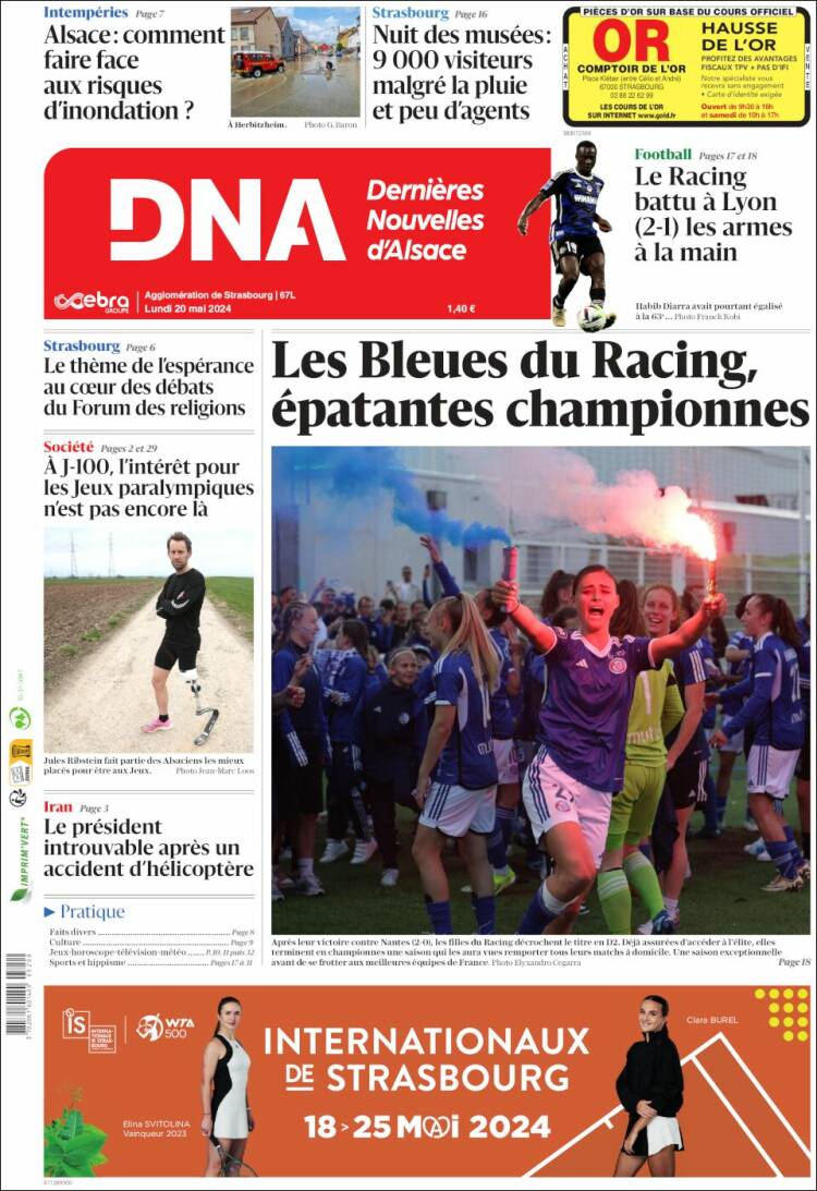 Portada de Les Dernières Nouvelles d'Alsace (Francia)
