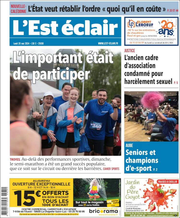 Portada de L'Est Eclair (Francia)