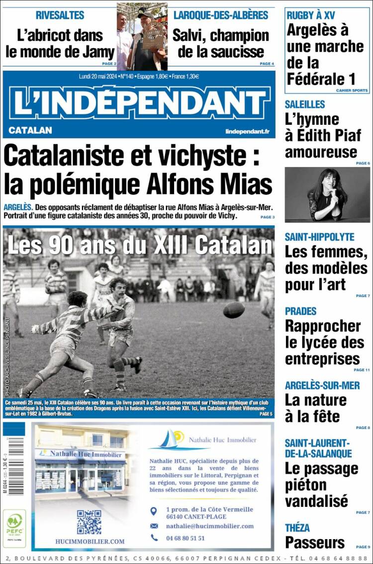 Portada de Le Indépendant (Francia)