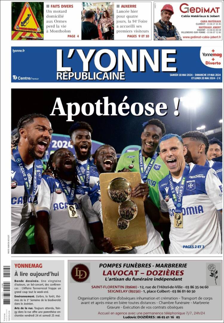 Portada de L'Yonne-Républicaine (Francia)