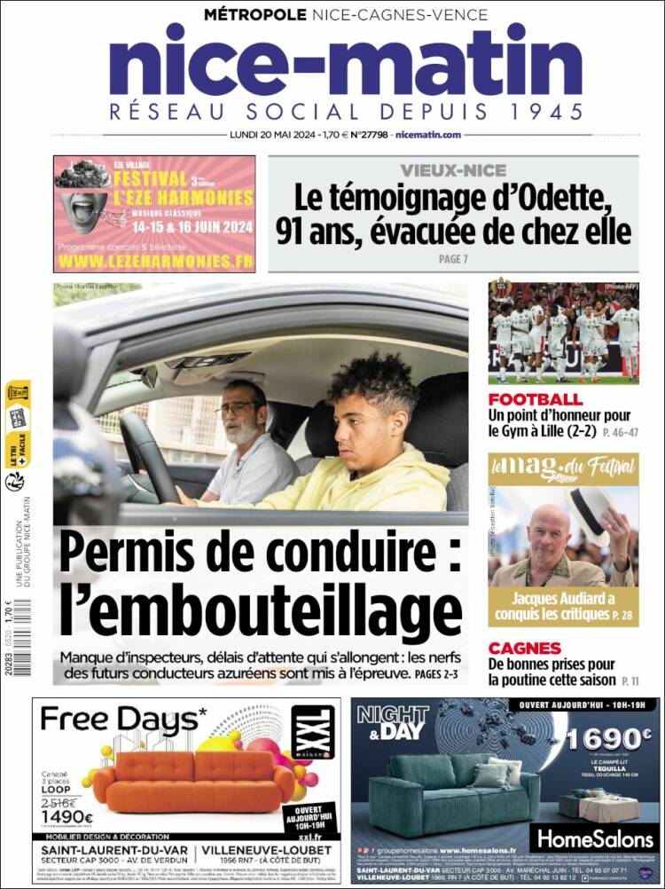 Portada de Nice-Matin (Francia)