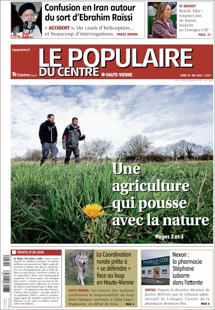 Portada de Le Populaire du Centre (Francia)