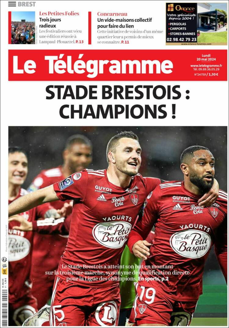 Portada de Télégramme (Francia)