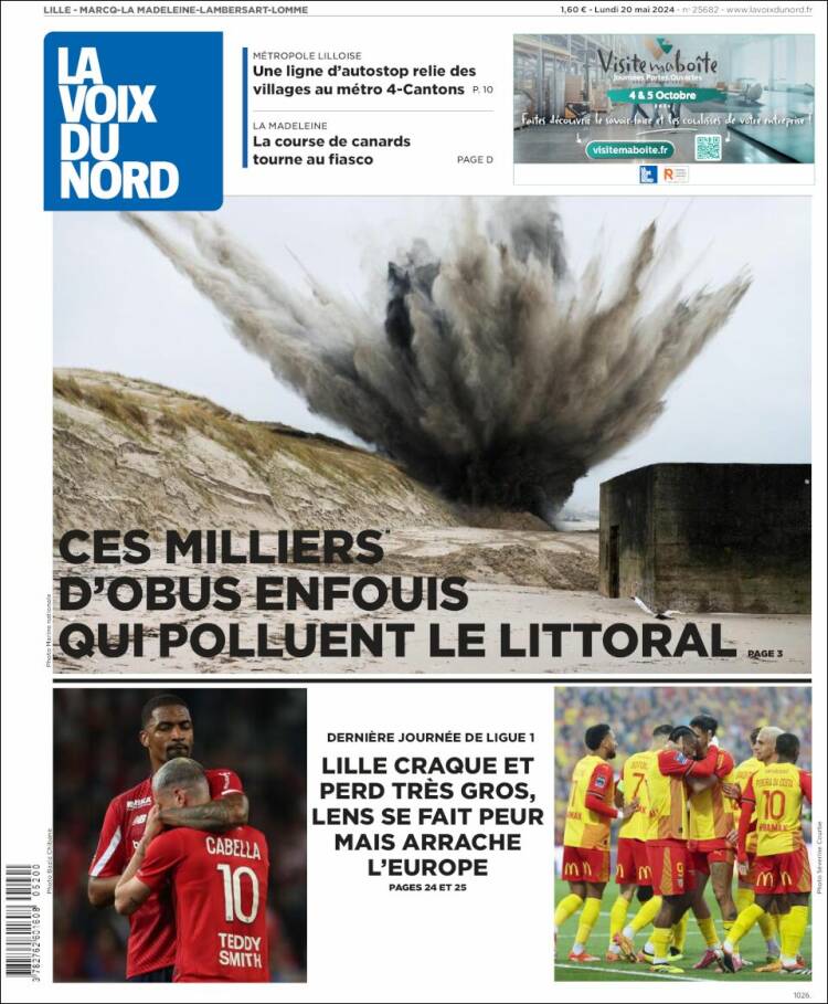 Portada de La Voix du Nord (Francia)