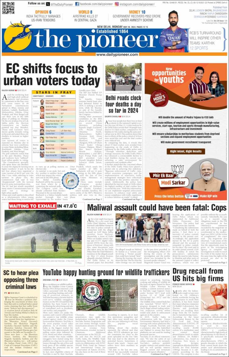 Portada de The Pioneer (India)