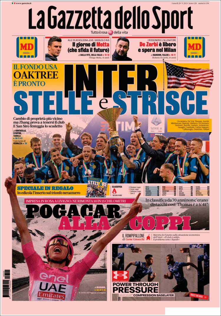 Portada de La Gazzetta dello Sport (Italia)