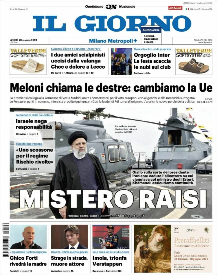 Portada de Il Giorno (Italia)