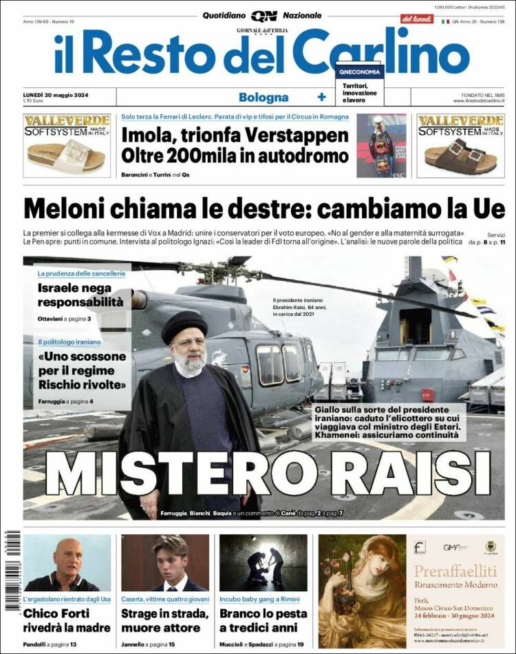 Portada de Il Resto del Carlino (Italia)