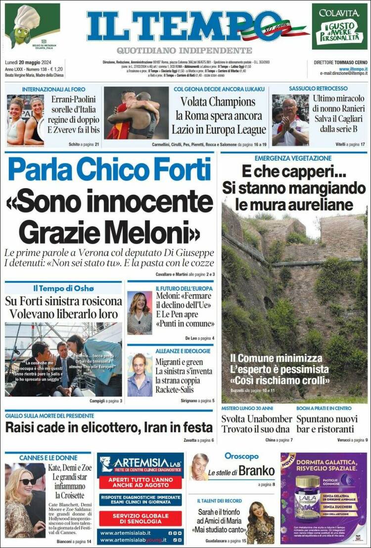 Portada de Il Tempo (Italia)