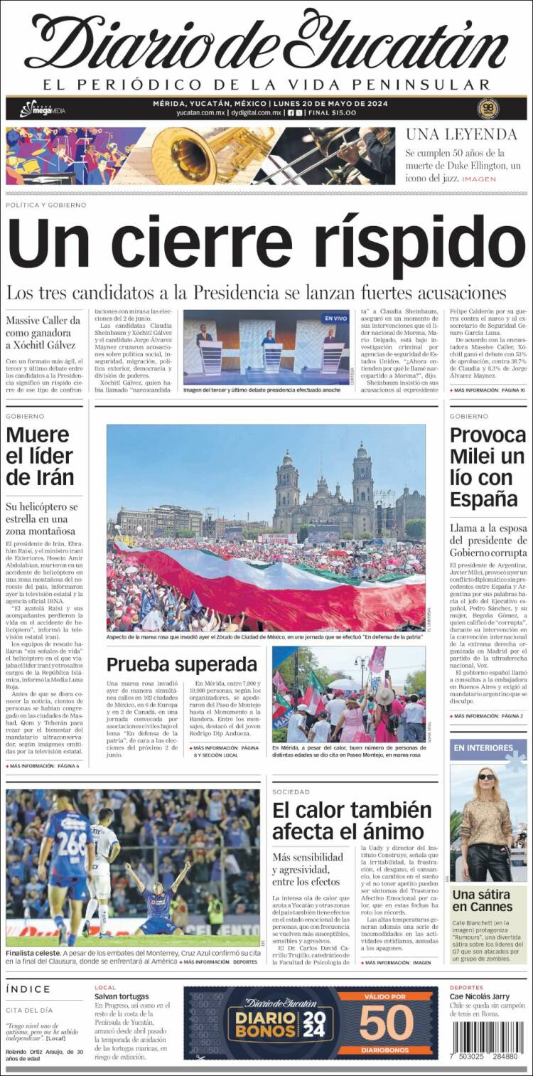 Portada de Diario de Yucatán (México)