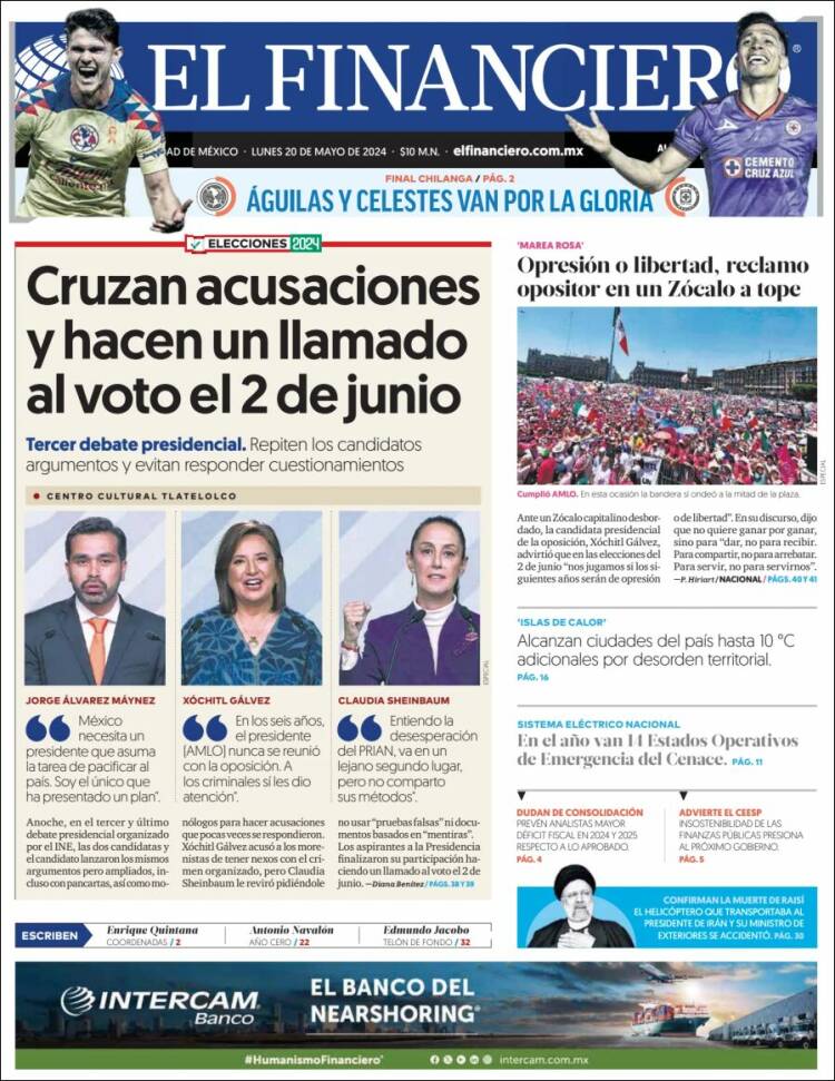 Portada de El Financiero (México)