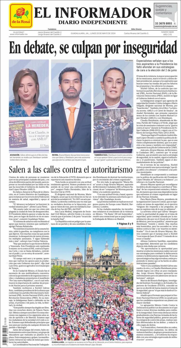 Portada de El Informador (México)