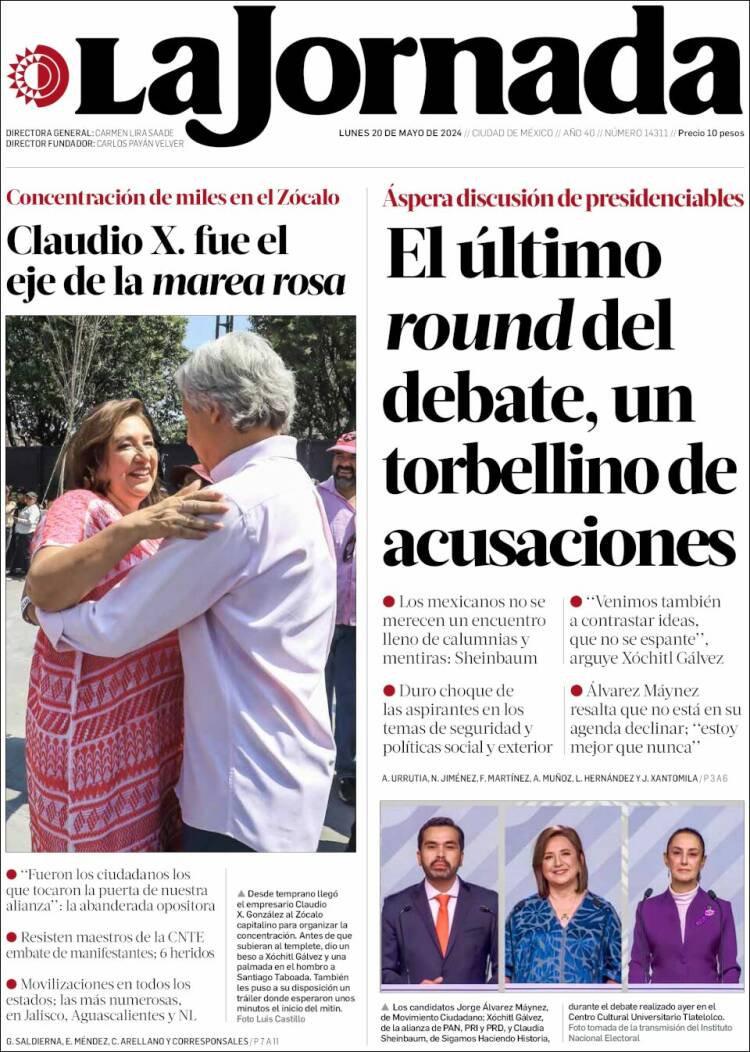 Portada de La Jornada (México)