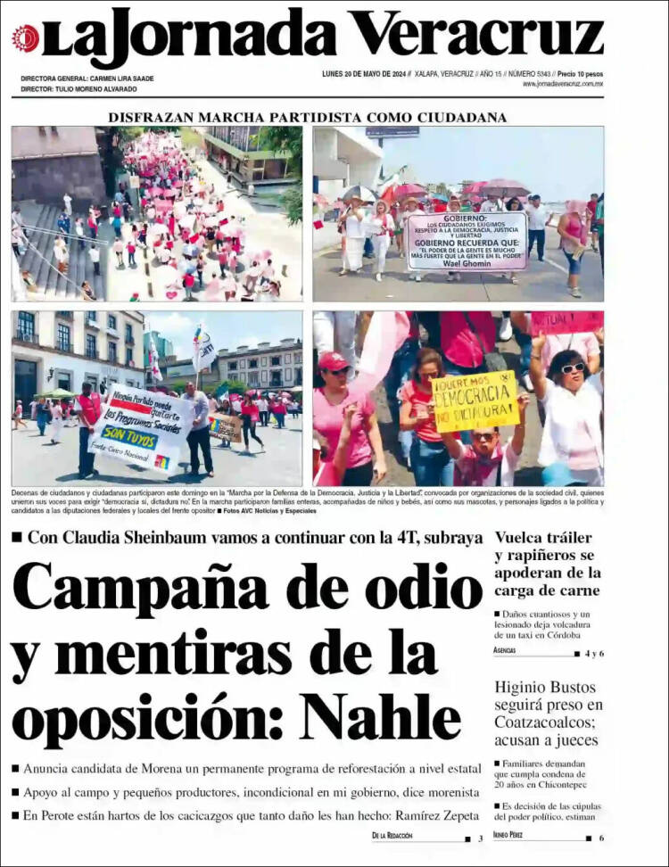 Portada de La Jornada Veracruz (México)