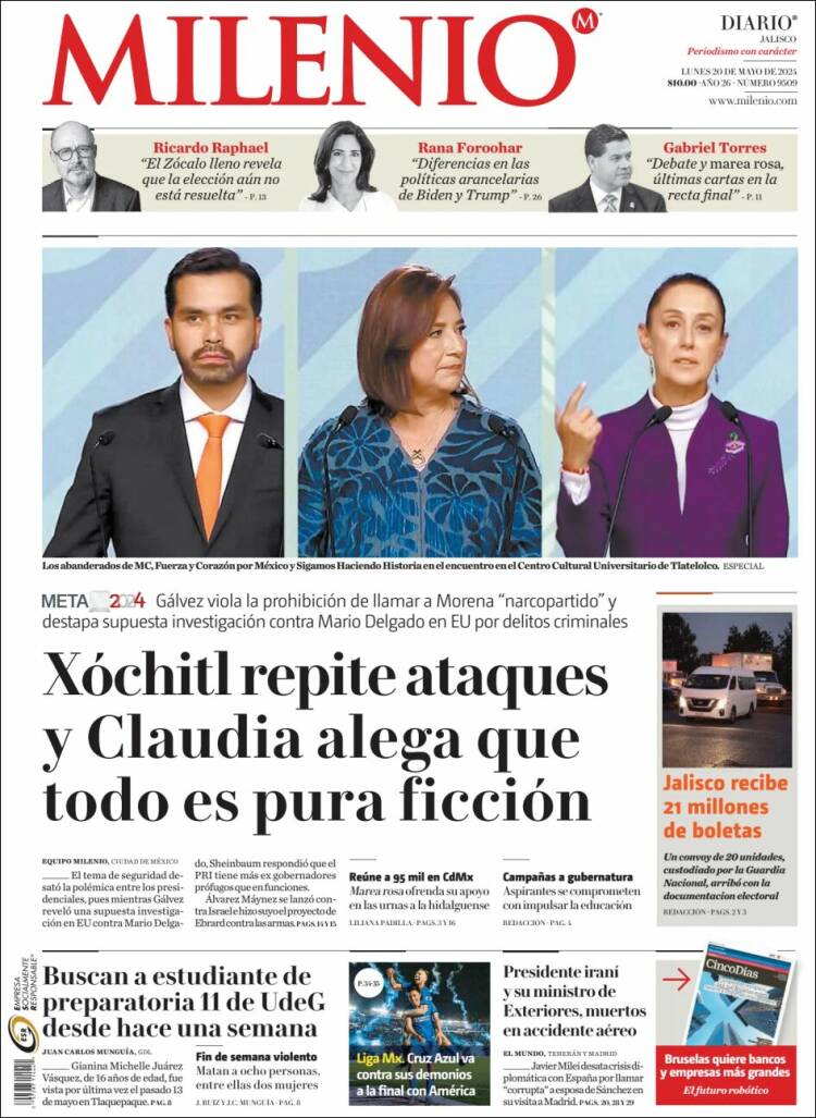 Portada de Milenio - Jalisco (México)