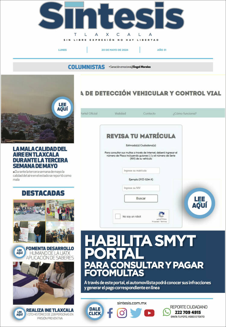 Portada de Síntesis de Tlaxcala (México)