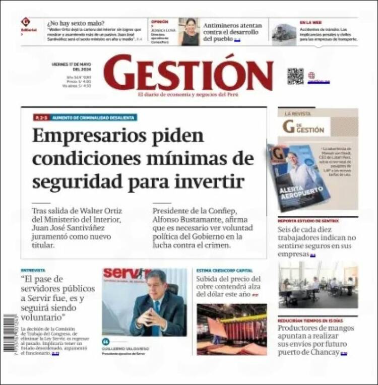 Portada de Diario Gestión (Perú)