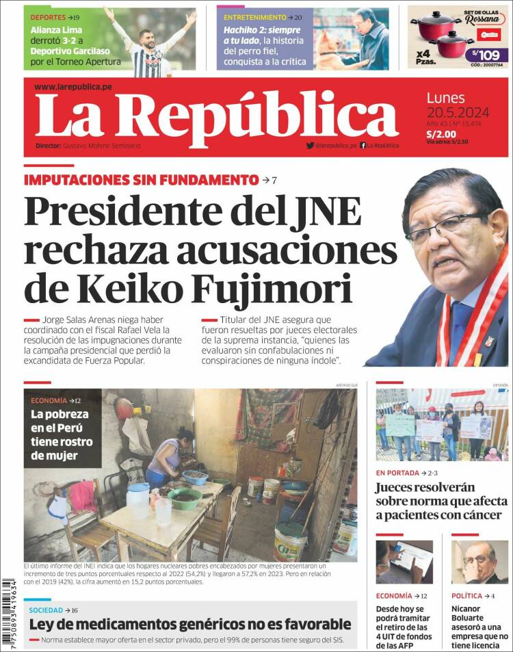 Portada de La Republica (Perú)