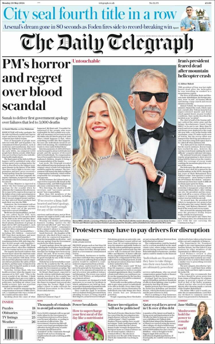 Portada de Daily Telegraph (Reino Unido)