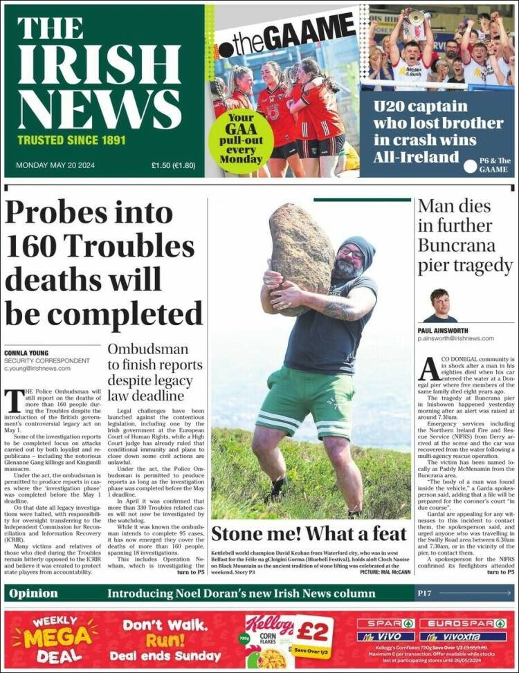 Portada de Irish News (Reino Unido)