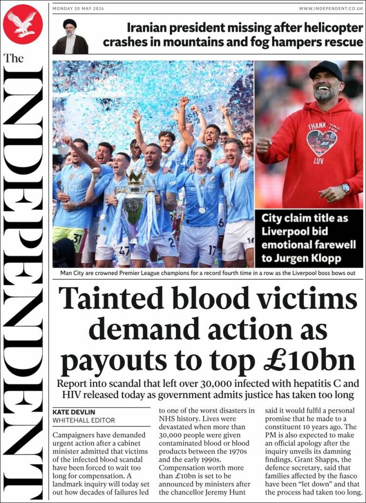 Portada de The Independent (Reino Unido)