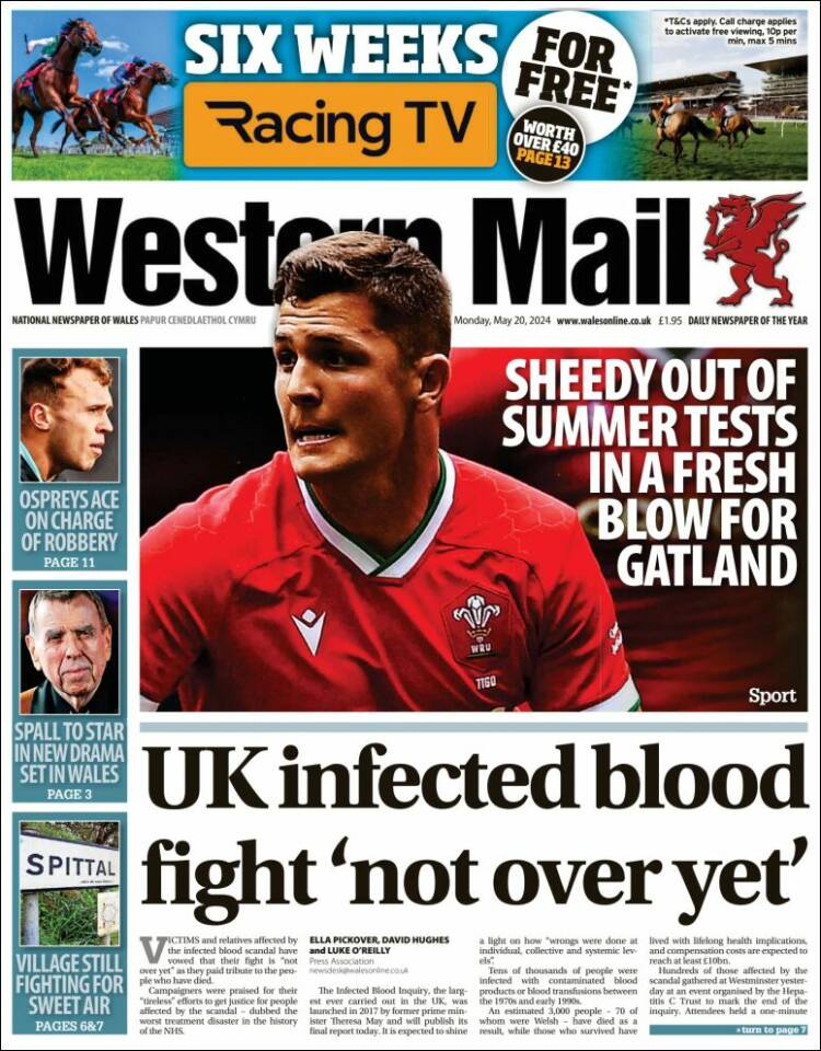Portada de Western Mail (Reino Unido)