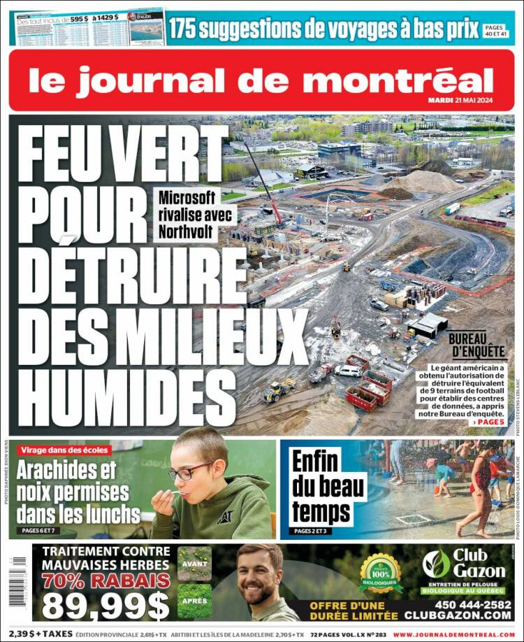 Portada de Le Journal de Montréal (Canadá)