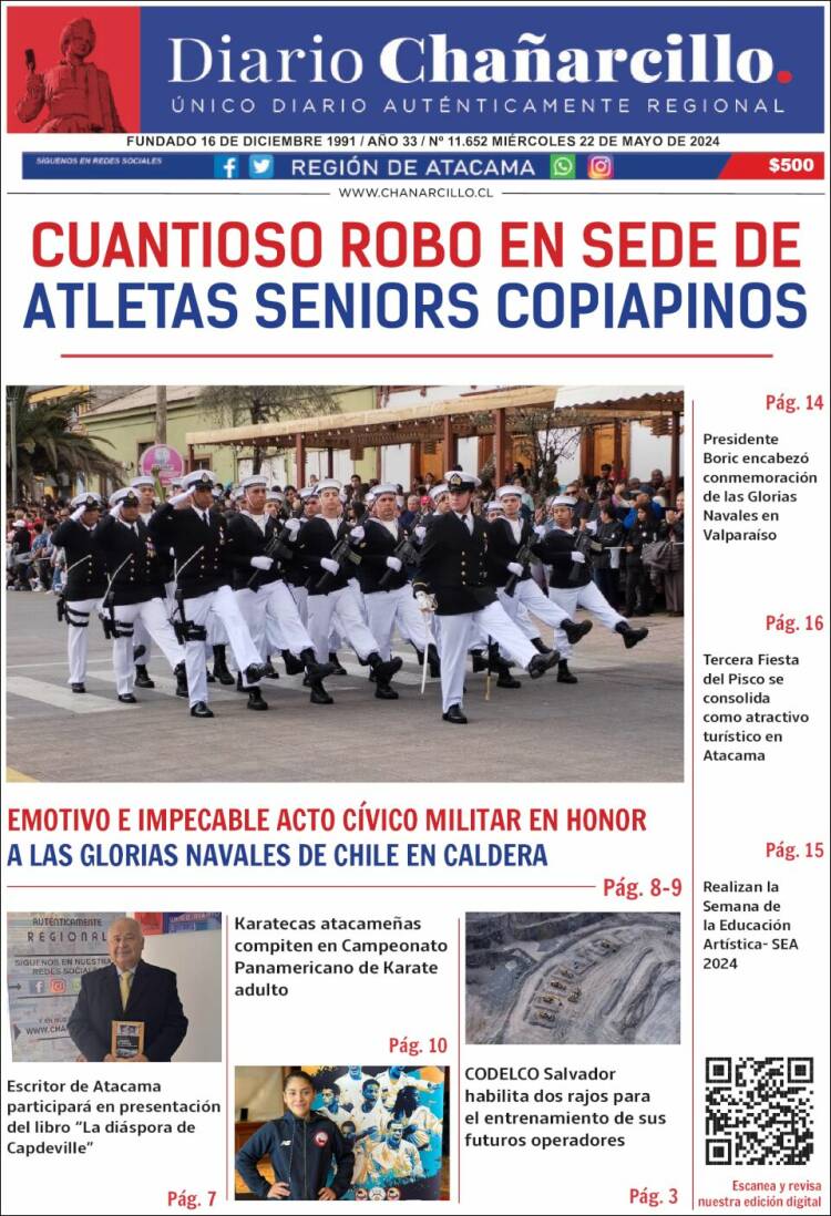 Portada de Diario Chañarcillo (Chile)