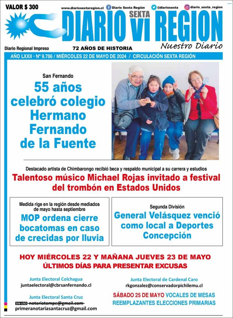 Portada de Diario VI Región (Chile)