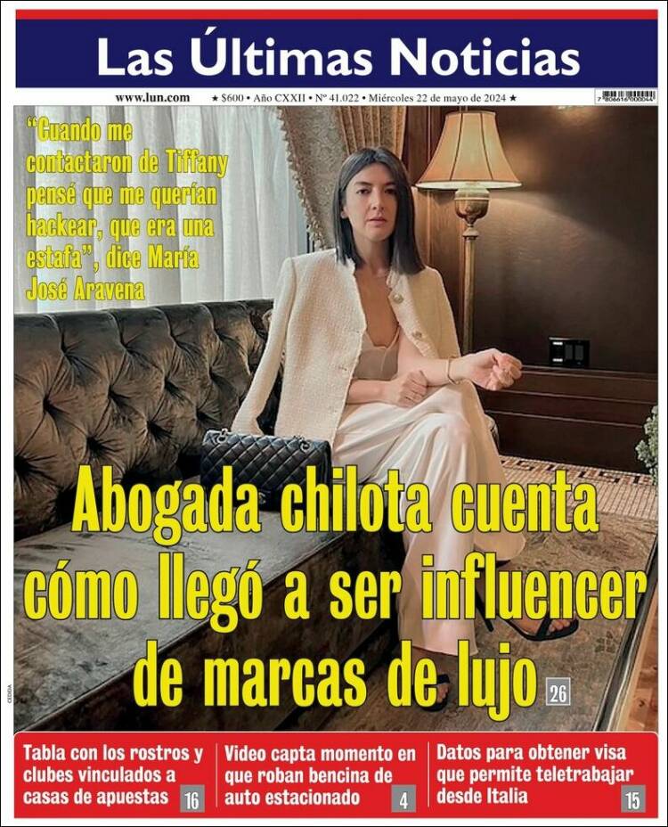 Portada de Las Últimas Noticias (Chile)