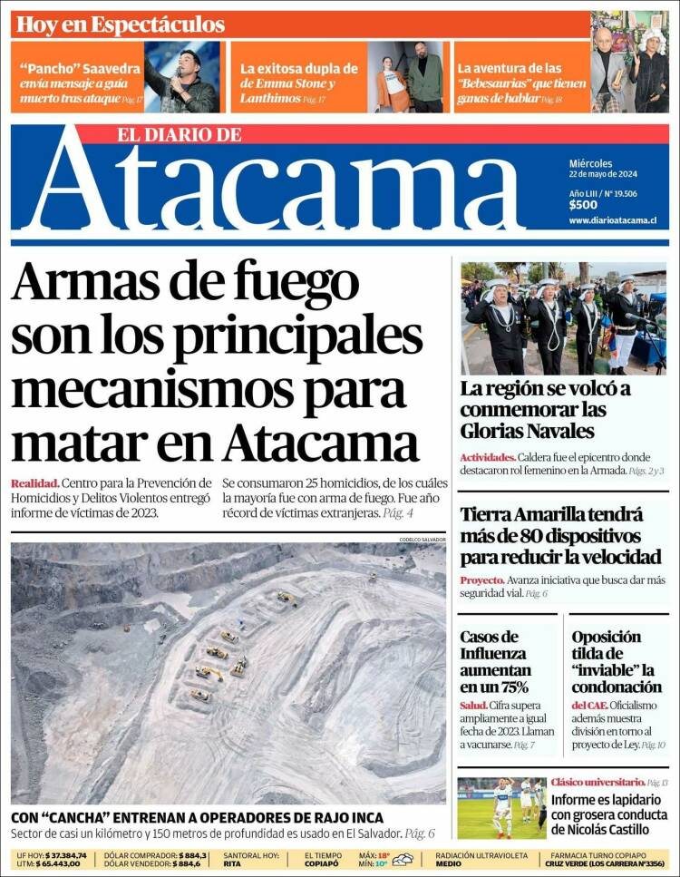 Portada de Diario de Atacama (Chile)