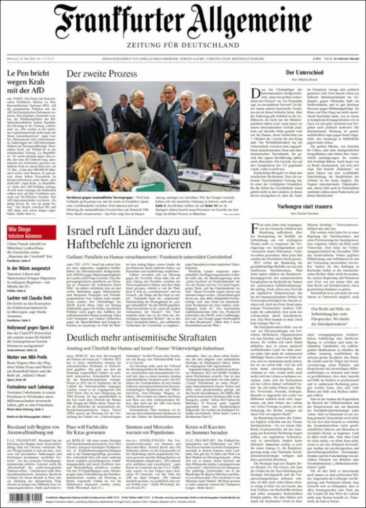 Portada de Frankfurter Allgemeine (Alemania)
