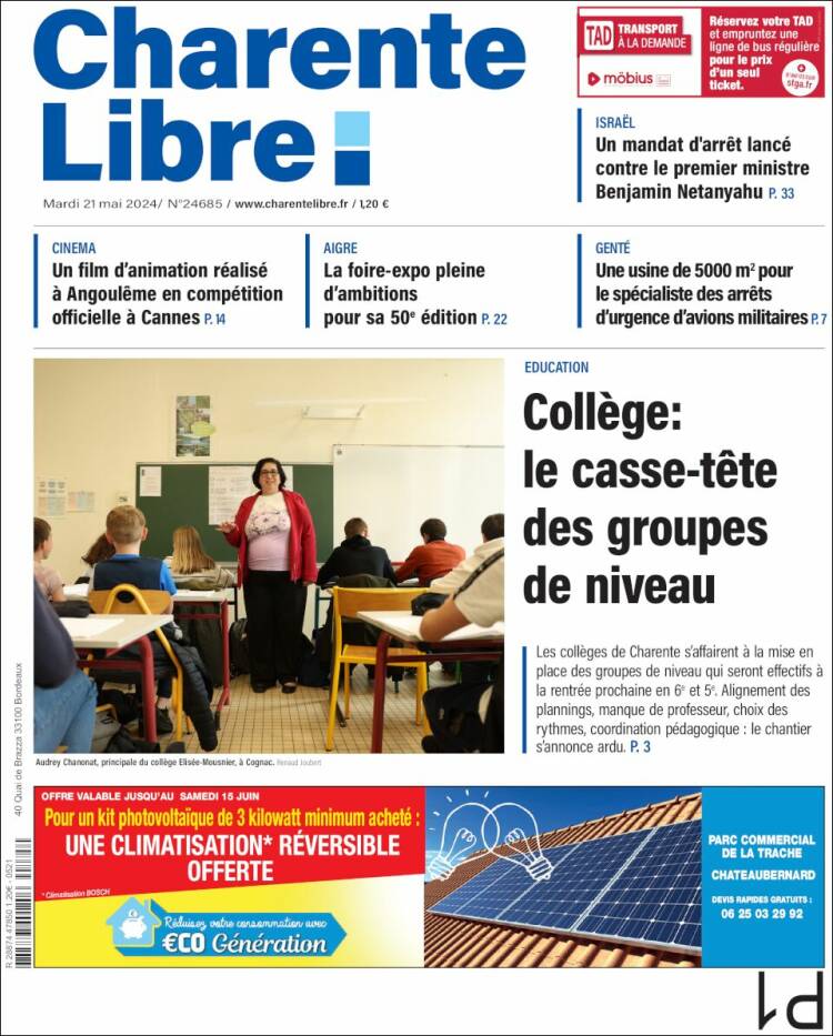 Portada de Charente Libre (Francia)