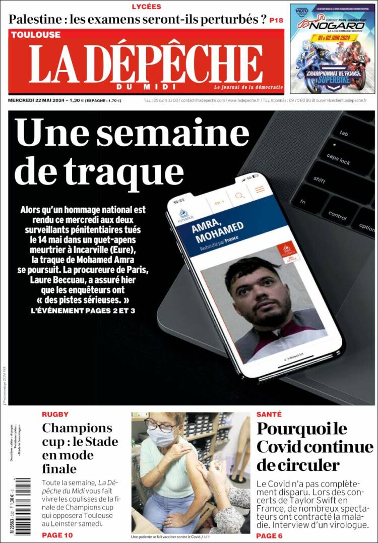 Portada de La Dépêche du Midi (Francia)
